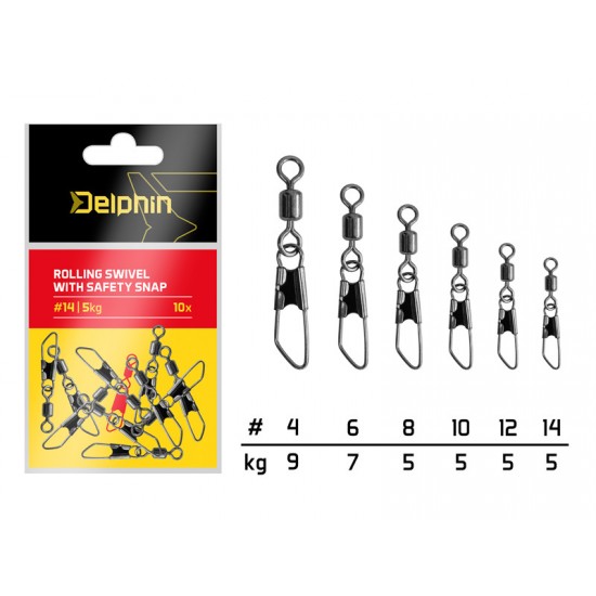 Agrafa cu Vartej Delphin - Rolling Swivel Safety Snap Nr.10